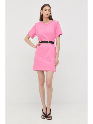 Bavlněné šaty Notes du Nord růžová barva mini