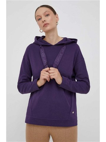 Mikina Joop dámská fialová barva s kapucí hladká 3003252210007090