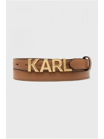 Kožený pásek Karl Lagerfeld dámský hnědá barva