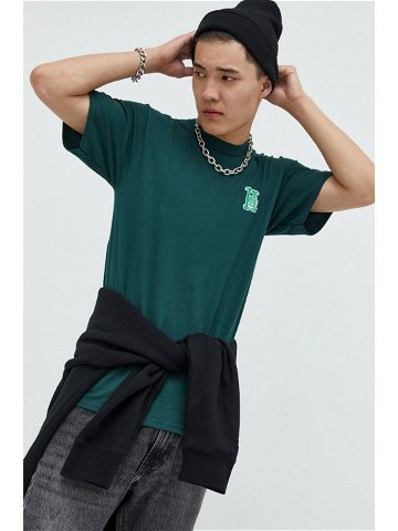 Bavlněné tričko HUF X Trasher zelená barva s potiskem