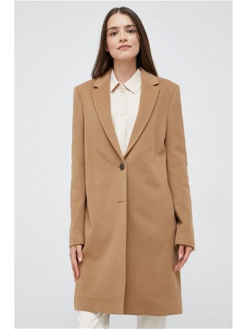 Vlněný kabát Calvin Klein béžová barva přechodný