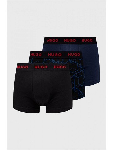 Boxerky HUGO 3-pack pánské tmavomodrá barva 50480170