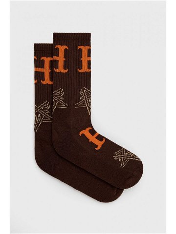 Ponožky HUF X Trasher pánské hnědá barva