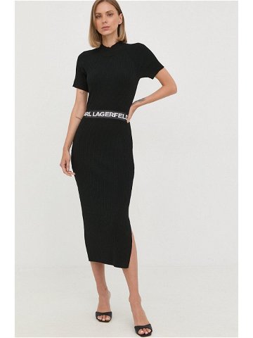 Šaty Karl Lagerfeld černá barva midi