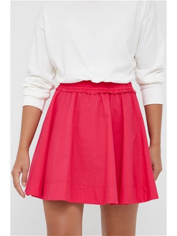 Bavlněná sukně Sisley růžová barva mini áčková