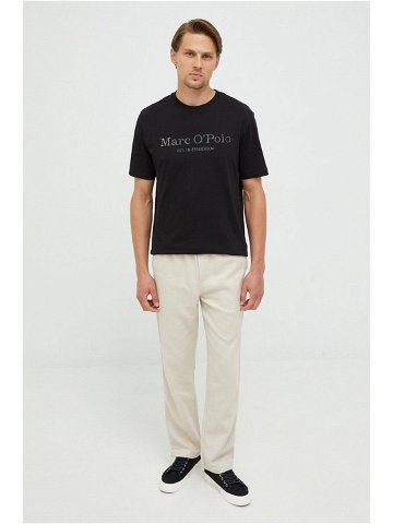 Bavlněné tričko Marc O Polo černá barva s potiskem