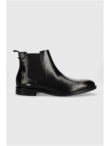 Kožené kotníkové boty Karl Lagerfeld Urano IV pánské černá barva