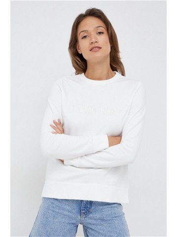 Mikina Calvin Klein dámská bílá barva s aplikací
