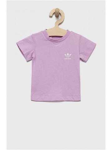 Dětské bavlněné tričko adidas Originals fialová barva