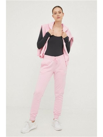 Tepláky adidas dámské růžová barva s potiskem