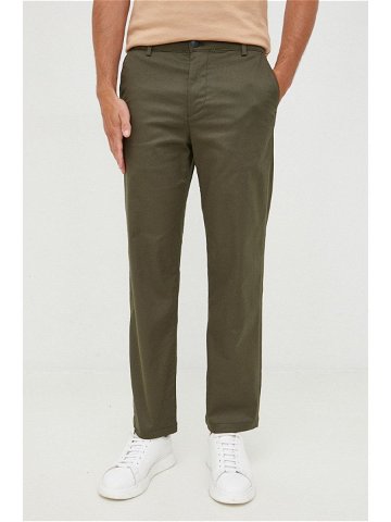 Kalhoty Selected Homme pánské zelená barva jednoduché