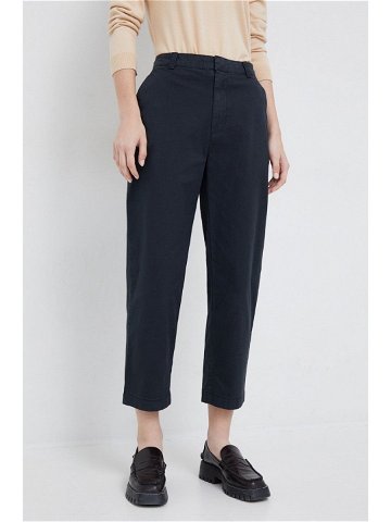 Kalhoty GAP dámské černá barva střih chinos high waist