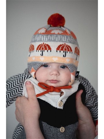Dětská čepice s příměsí vlny Reima oranžová barva z husté pleteniny