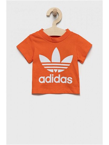 Dětské bavlněné tričko adidas Originals oranžová barva s potiskem