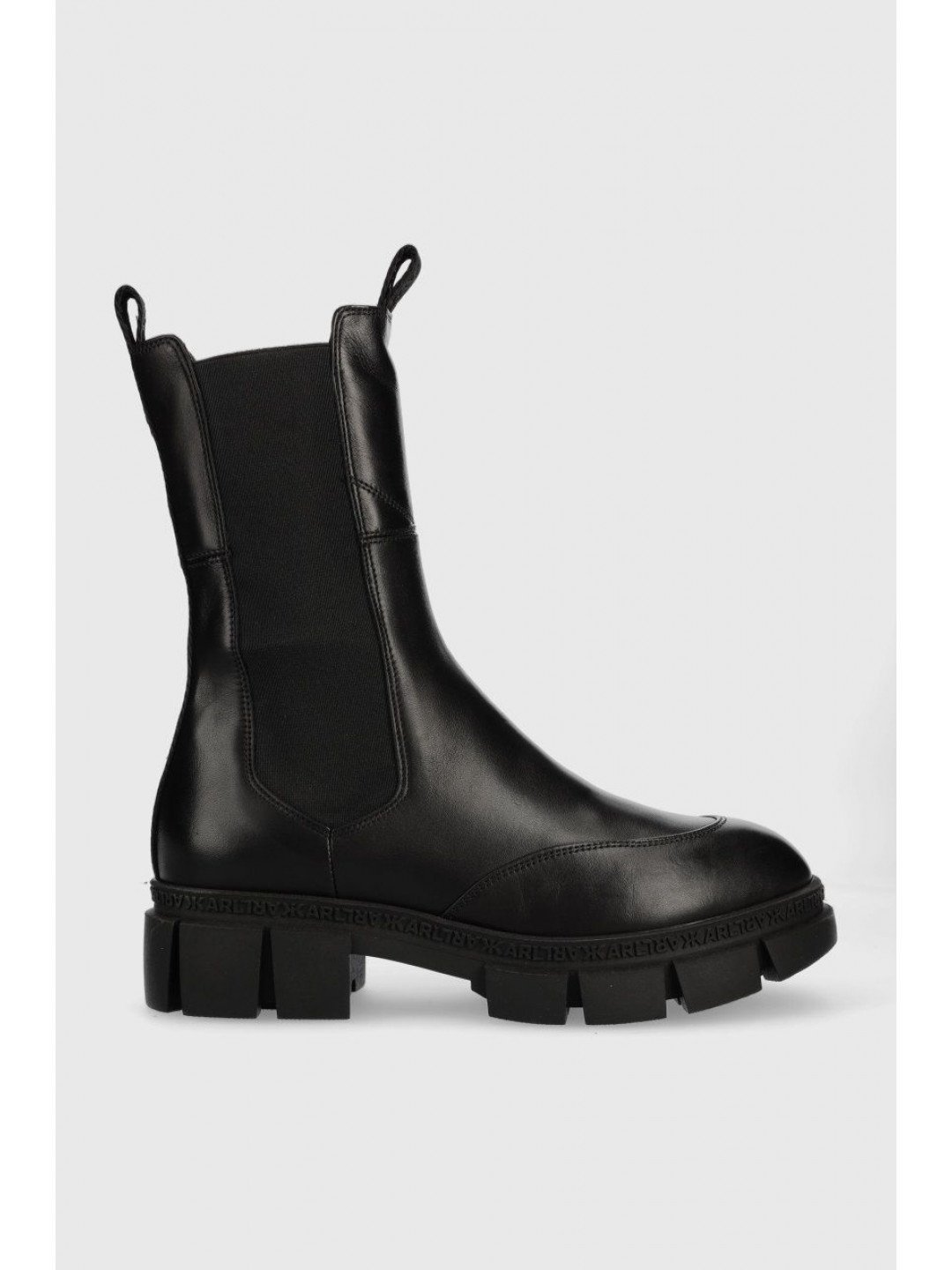 Kožené kotníkové boty Karl Lagerfeld Aria dámské černá barva na platformě