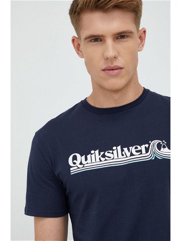 Bavlněné tričko Quiksilver tmavomodrá barva s potiskem
