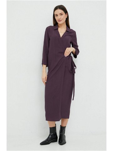 Šaty Sisley fialová barva maxi
