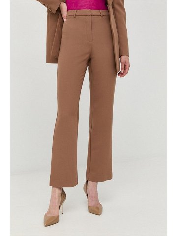 Kalhoty Bardot dámské hnědá barva jednoduché high waist