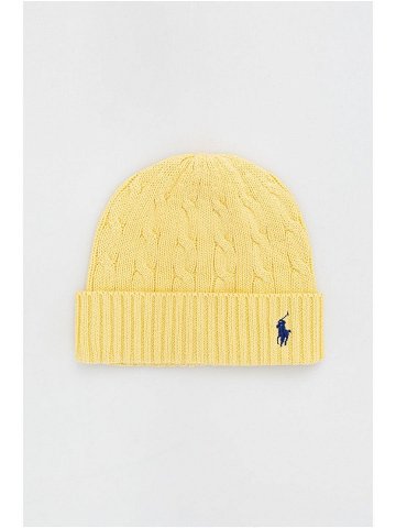 Bavlněná čepice Polo Ralph Lauren žlutá barva