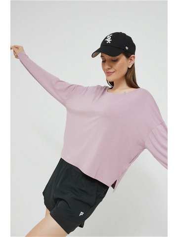 Tričko s dlouhým rukávem Fila růžová barva