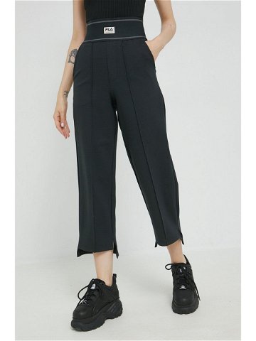 Kalhoty Fila dámské černá barva jednoduché high waist