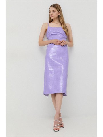 Šaty Bardot fialová barva midi