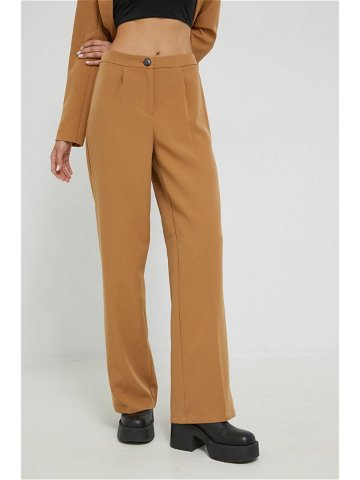 Kalhoty Only dámské béžová barva široké high waist