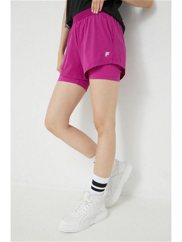 Běžecké šortky Fila Racine fialová barva high waist