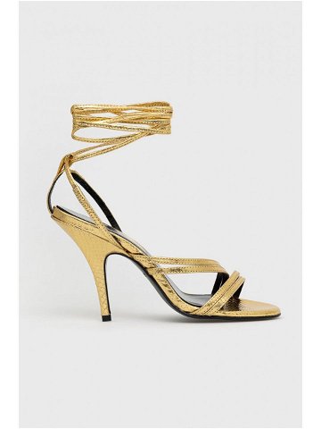 Kožené sandály Patrizia Pepe zlatá barva