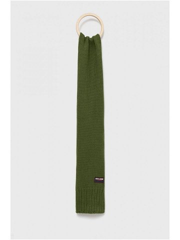 Šátek z vlněné směsi Pepe Jeans zelená barva hladký