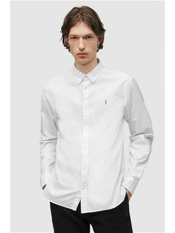 Košile AllSaints pánská bílá barva regular s klasickým límcem