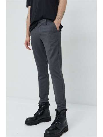 Kalhoty Only & Sons pánské šedá barva přiléhavé