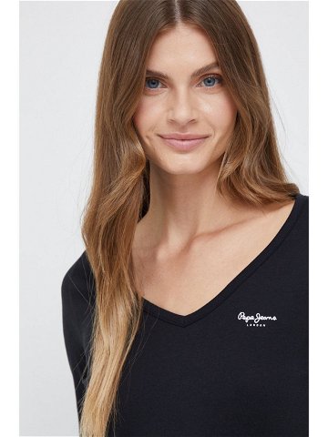Bavlněné tričko s dlouhým rukávem Pepe Jeans černá barva