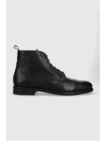 Kožené boty AllSaints Harland pánské černá barva