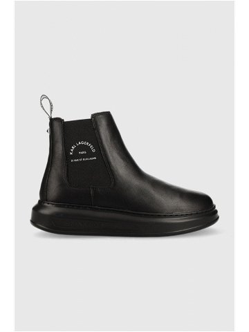 Kožené kotníkové boty Karl Lagerfeld KAPRI MENS pánské černá barva