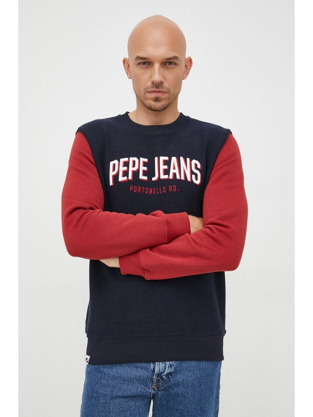 Bavlněná mikina Pepe Jeans pánská tmavomodrá barva s aplikací