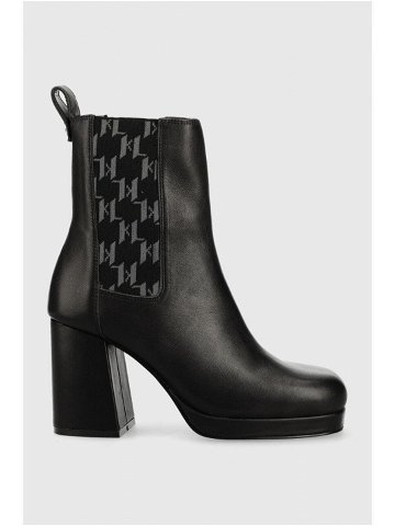 Kožené kotníkové boty Karl Lagerfeld LAVINIA III Lavinia Iii dámské černá barva na podpatku KL39940