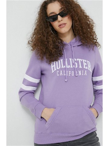 Mikina Hollister Co dámská fialová barva s kapucí s aplikací