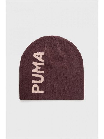 Čepice Puma fialová barva z tenké pleteniny