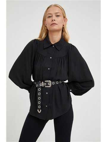 Košile Levi s dámská černá barva regular s klasickým límcem
