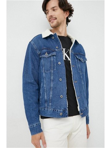 Džínová bunda Pepe Jeans pánská tmavomodrá barva přechodná