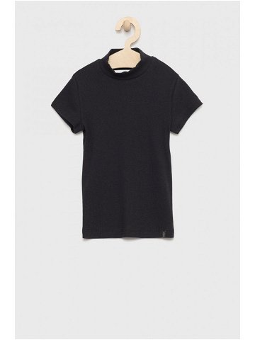 Dětské tričko Abercrombie & Fitch černá barva s pologolfem