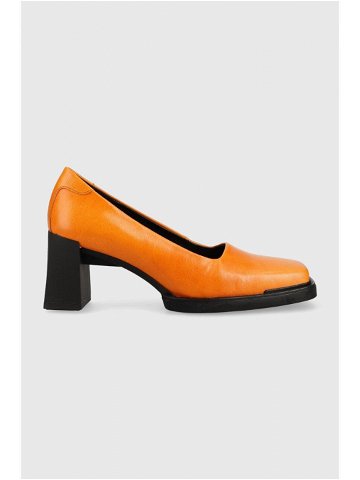 Kožené lodičky Vagabond Shoemakers Edwina oranžová barva na podpatku