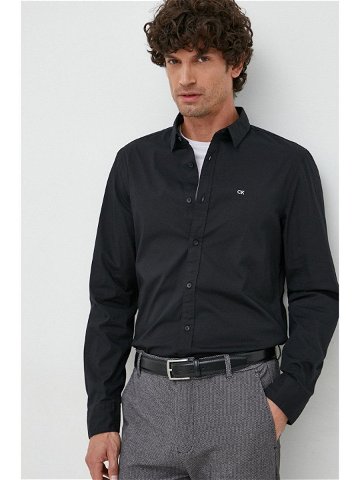 Košile Calvin Klein pánská černá barva slim s klasickým límcem K10K110856