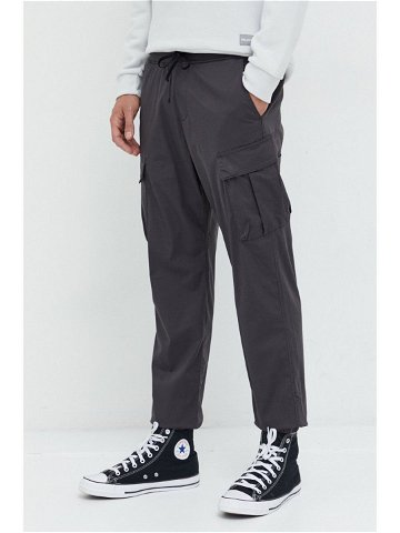 Kalhoty Abercrombie & Fitch pánské šedá barva