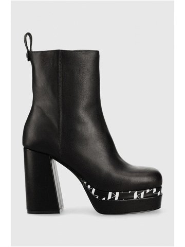 Kožené kotníkové boty Karl Lagerfeld Strada dámské černá barva na podpatku