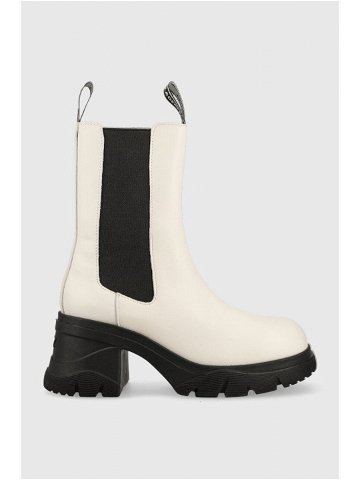 Kožené kotníkové boty Karl Lagerfeld Bridger dámské bílá barva na podpatku