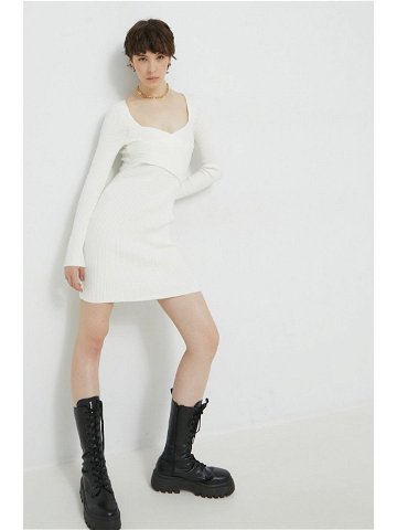 Šaty Abercrombie & Fitch bílá barva mini