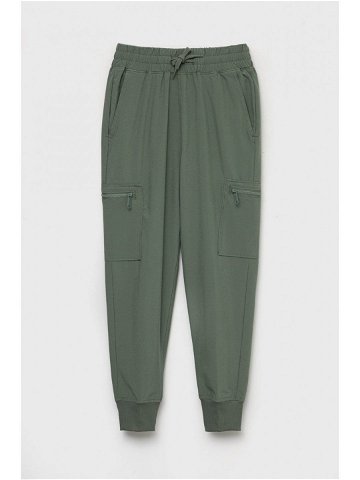 Dětské kalhoty Abercrombie & Fitch zelená barva hladké