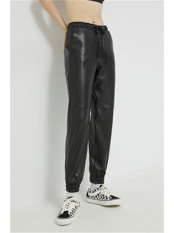 Kalhoty Abercrombie & Fitch dámské černá barva high waist
